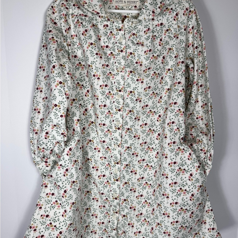 Hope & Henry Cream Floral Peter Pan Collar Dress 6 Organic Cotton - Picture 4 of 13